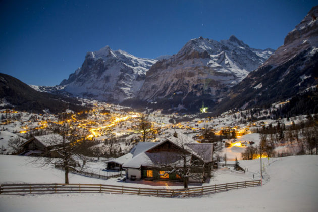 Grindelwald Winter Wetterhorn by night 1024x683